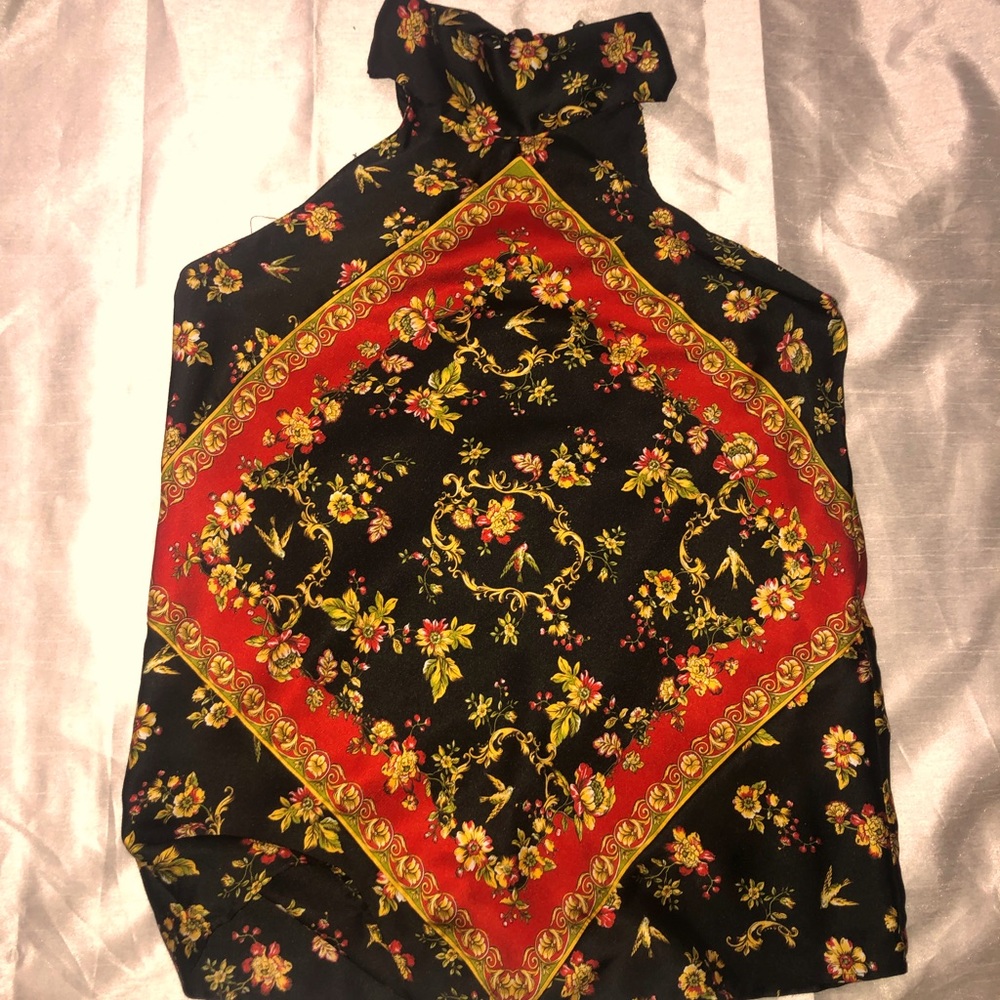 Zara basic size S silky high halter tie back blouse